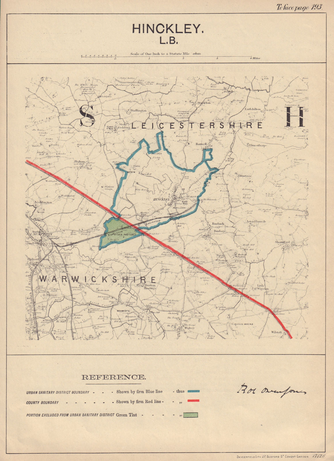 Hinckley, Leicestershire. JONES. BOUNDARY COMMISSION 1888 old antique map